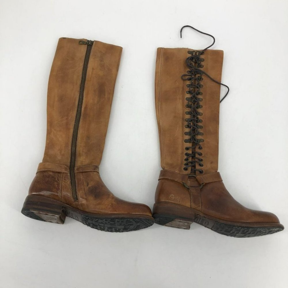 Bed Stu brown Burnley leather lace up detail tall riding boots 7 - Picture 14 of 16